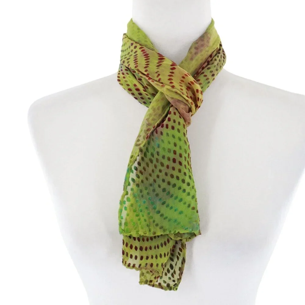Tie Dye Scarf Set Of 2 Art To Wear Funky Silk Feel Colorful Burnout Transitional